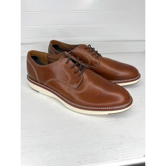Johnston & Murphy Plain Toe Derby Brown Leather Dress Shoes Men’s 12M EUC